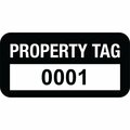 Lustre-Cal Property ID Label PROPERTY TAG Polyester Black 1.50in x 0.75in  Serialized 0001-0100, 100PK 253772Pe1K0001